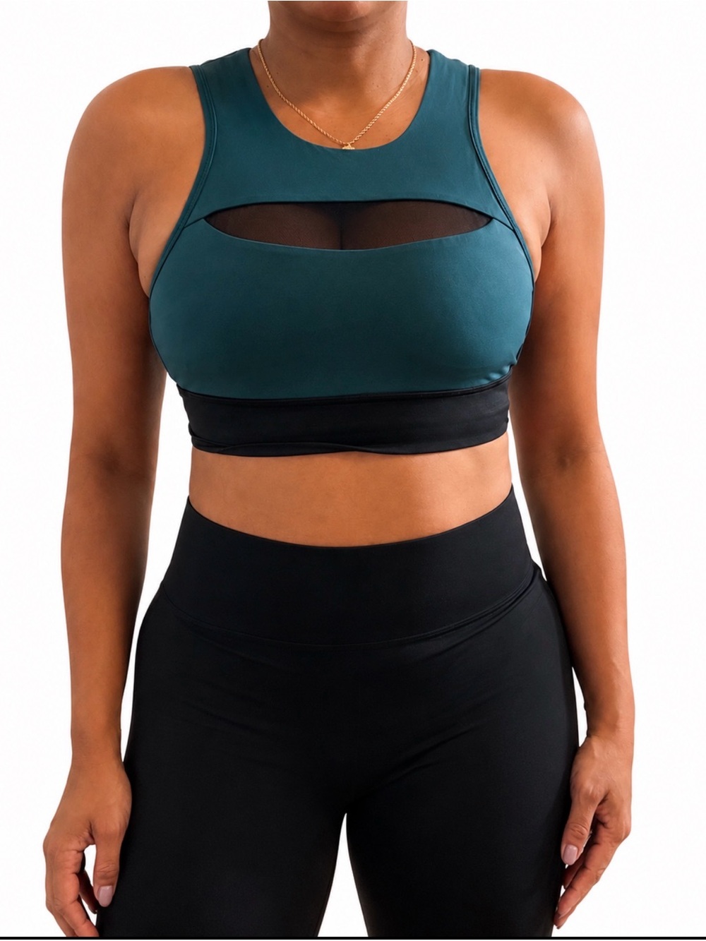Lululemon Teal Mesh Panel Athletic Sports Bra Womens Size 4